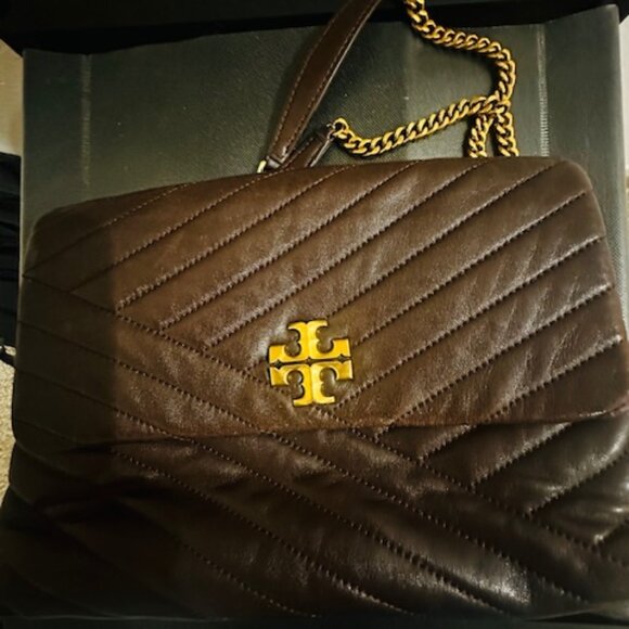 Tory Burch Kira Chevron Small Glazed Leather Convertible Shoulder Bag - Picture 1 of 3
